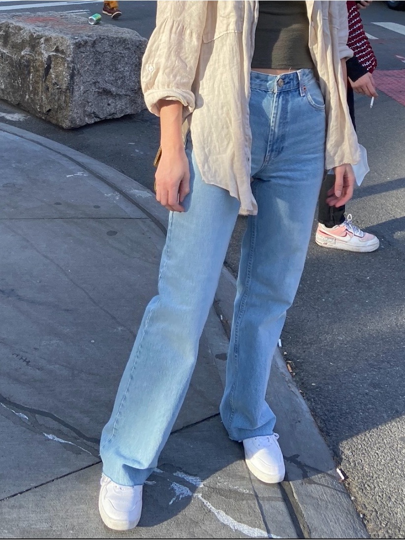 Zara High Waist Wide Leg Jean With Raw Hem